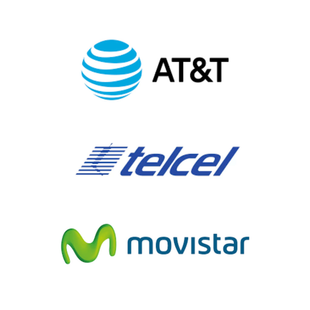 Marchi di compagnie telefoniche messicane. Sim in Messico.
