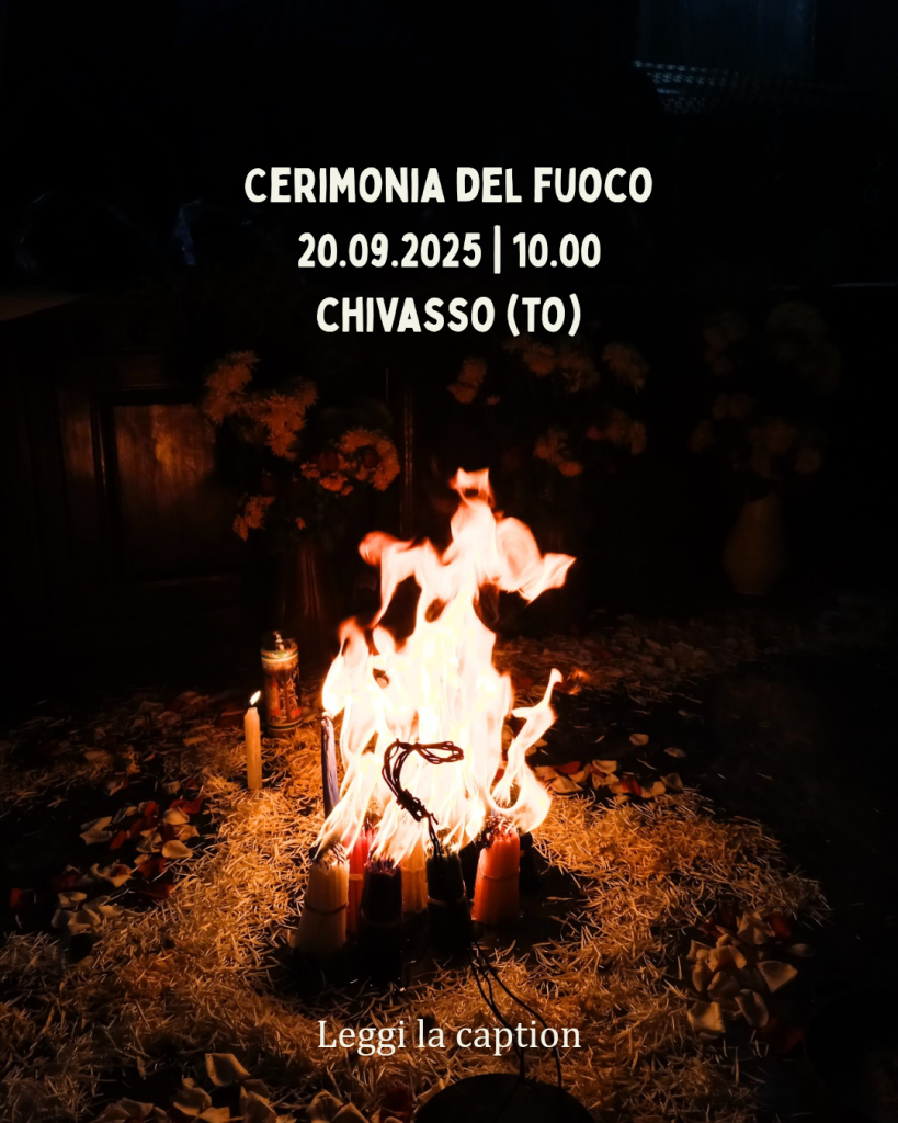 Locandina con un fuoco di candele acceso